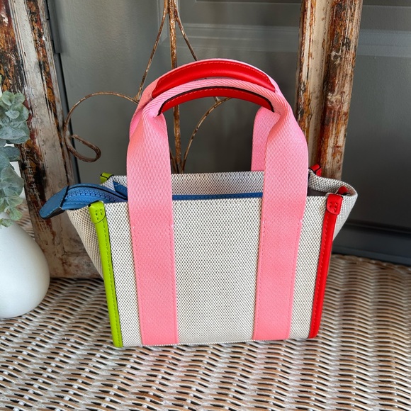 Kate Spade Kip Canvas Mini Tote Preppy Chic Dream Barbiecore resortwear coastal - Picture 8 of 14